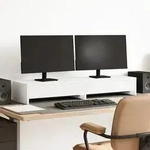 vidaXL Monitorst&auml;nder mit Schubladen Wei&szlig; 100 x 27 x 15 cm Holzwerkstoff - Wei&szlig;