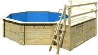 Aufstellpool Holzpool-Set Karibu Classic 2C rund &Oslash; 470x124 cm inkl. Leiter,