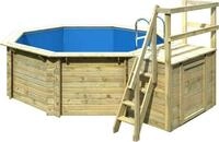 Aufstellpool Holzpool-Set Karibu Classic 1B rund &Oslash; 400x124 cm inkl. Leiter,