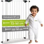 BOMI&reg; Extrahoch Treppenschutzgitter 73-161 cm | Zum Klemmen | Schlie&szlig;t...