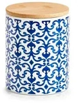 ZELLER 19818 Vorratsdose MAROKKO 600 ml, Keramik/Bambus, blau/wei&szlig;, &Oslash; 9,5 x...