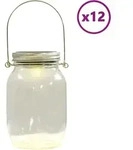 vidaXL Solarleuchten Einmachglas-Design 12 Stk. Warmwei&szlig; - Silber/Transparent