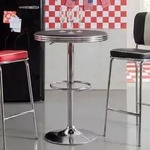 FineBuy American Diner Bartisch rund &Oslash; 60 cm Aluminium Kunstlederbezug Retro