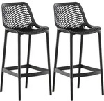 CLP 2er Set Barhocker Air Kunststoff mit Lehne wetterfest UV-best&auml;ndig bis 160...