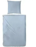 Primera Mako-Satin Bettw&auml;sche 135x200 cm + 80x80 cm Falsches Uni Rauchblau - Blau
