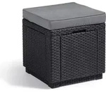 Keter Cube Hocker mit Stauraum, grau, inkl. Kissen, wetterfest - Grau