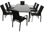 DEGAMO Gartengarnitur ELBA 9-teilig, Aluminium anthrazit + Glas + Kunstgewebe -