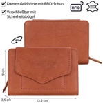 RFID Damen Geldb&ouml;rse Portemonnaie Geldbeutel Damenb&ouml;rse Leder Rust (528B)