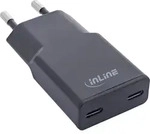 InLine USB Netzteil Ladeger&auml;t Dual USB-C, PD, PPS, 30W, schwarz, Drinnen, AC, 20 V,