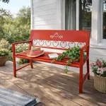 DanDiBo Gartenbank Metall Wetterfest Rot 120 cm 2 Sitzer Sitzbank Passion 121495