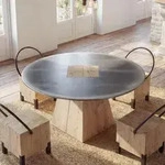 Esstisch MCW-L76, Tisch Esszimmertisch, rund Industrial Massiv-Holz MVG- 74x120cm,