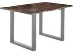 Esstisch Baumkante massiv Akazie nussbaum 160 x 85 silber U-Gestell LUBIN -...