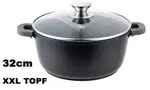 XXL TOPF 32cm Induktionstopf Antihaftbeschichtet Marmoreffekt 32cm mit Deckel,