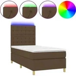 vidaXL Boxspringbett mit Matratze & LED Dunkelbraun 100x200 cm Stoff - Braun