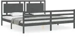 vidaXL Massivholzbett mit Kopfteil Grau 200x200 cm - Grau
