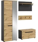 Garderobenm&ouml;bel-Set CANU 3-teilig - Basalt grau/Artisan Eiche Nachbildung - Grau