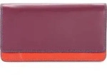 MyWalit Geldb&ouml;rse aus buntem Leder mit Druckknopfverschluss, 17x9x3 cm - Dunkelrot