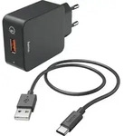 Hama Ladeset USB-C QC 3.0 + USB-C-Kabel 1.5m schwarz - Schwarz
