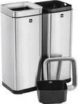 helit Abfalltrenner "the twin bin" 2 x 30 Liter aus Edelstahl - Silber
