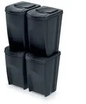 4er Set 35L Recyclingbeh&auml;lter mit Aufkleber schwarz IKWB35S4-S411 - Schwarz