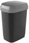 KIS Dual Swing M&uuml;lleimer 25L &ndash; Klapp- & Schwingdeckel Design - Grau/Schwarz