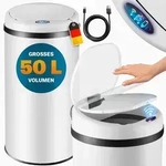 MONZANA&reg; M&uuml;lleimer K&uuml;che mit Sensor Leise 50L Edelstahl USB Ladekabel Deckel