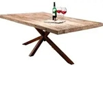 SIT M&ouml;bel Esstisch 180 cm | 50 mm Tischplatte Teak-Holz natur | Gestell Metall