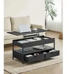 VASAGLE Couchtisch, h&ouml;henverstellbarer Wohnzimmertisch, 50 x 100 x (48-63) cm