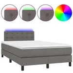 vidaXL Boxspringbett mit Matratze & LED Grau 120x200 cm Kunstleder - Grau