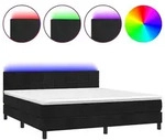 vidaXL Boxspringbett mit Matratze & LED Schwarz 180x200 cm Samt - Schwarz