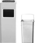 vidaXL M&uuml;lleimer mit Aschenbecher 36 L Edelstahl - Silber