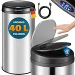 MONZANA&reg; M&uuml;lleimer K&uuml;che mit Deckel Sensor 40L Edelstahl USB Ladekabel