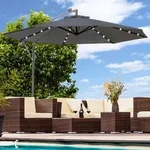 Luxus Sonnenschirm mit LED Beleuchtung Ampelschirm 300 cm Garten Schirm...
