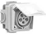 Unterputz-Durchgangssteckdose, Design-Serie, 32A, 3P+Z+N, 400V, IP44 - Wei&szlig;