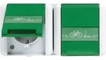 Jung 8220 GN NAWEB Steckdose 2-fach mit E-Bike Ladesymbol + Klappdeckel + Schriftfeld