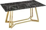SalesFever Esstisch | 160 x 90 cm | Tischplatte Glas Marmor-Optik | Gestell...