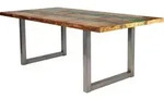 SIT M&ouml;bel Esstisch 240 cm | Tischplatte 40 mm Altholz bunt | Kufen-Gestell Stahl