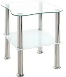 HAKU Beistelltisch edelstahl, wei&szlig; - Edelstahl, Sicherheitsglas 4 mm,