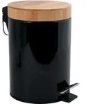 MSV Kosmetikeimer 3 Liter Edelstahl Bambus mit Absenkautomatik und Inneneimer Aza