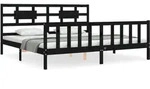 vidaXL Massivholzbett mit Kopfteil Schwarz 200x200 cm - Schwarz