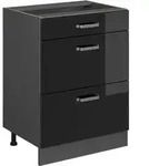 K&uuml;chenunterschrank Vicco R-Line Schwarz Hochglanz 60 cm mit Schubladen, ohne