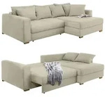 Ecksofa-Dauerschl&auml;fer Federkern Couch seitenverkehrt Bettkasten Cord Beige...