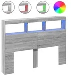 LED-Kopfteil mit Ablage Grau Sonoma 140x17x102 cm - Grau