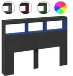vidaXL LED-Kopfteil mit Ablagen Schwarz 140x17x102 cm - Schwarz