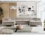 Wohnzimmersofa U-form, Eckcouch, Schlaffunktion und Bettkasten - PETER U - Velvet -