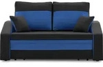 Schlafsofa mit Bettkasten, Sofa HEWLET PLUS mit Schlaffunktion, Schwarz/Blau 150x87cm