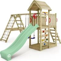Spielturm Wickey RocketFlyer mit Schaukel und Kletteranbau in Hellgr&uuml;n