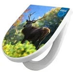 WC Sitz mit Absenkautomatik D Form Motiv Hirsch [TDW3 10321] - Wei&szlig;