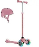 GLOBBER PRIMO PLUS LIGHTS &ndash; Tretroller und Helm Kinder, 120/80 mm, 3-r&auml;drig,