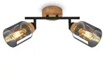 Spotlight, with wood, smoked glass, 2xE27/max.10W - Schwarz